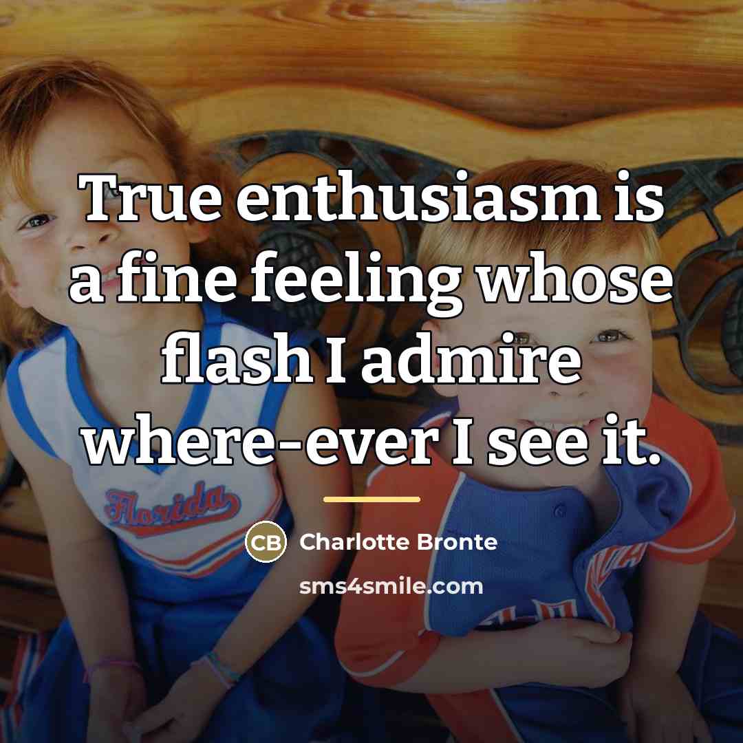 “True enthusiasm is a fine feeling whose flash I admire…” quote by Charlotte Bronte