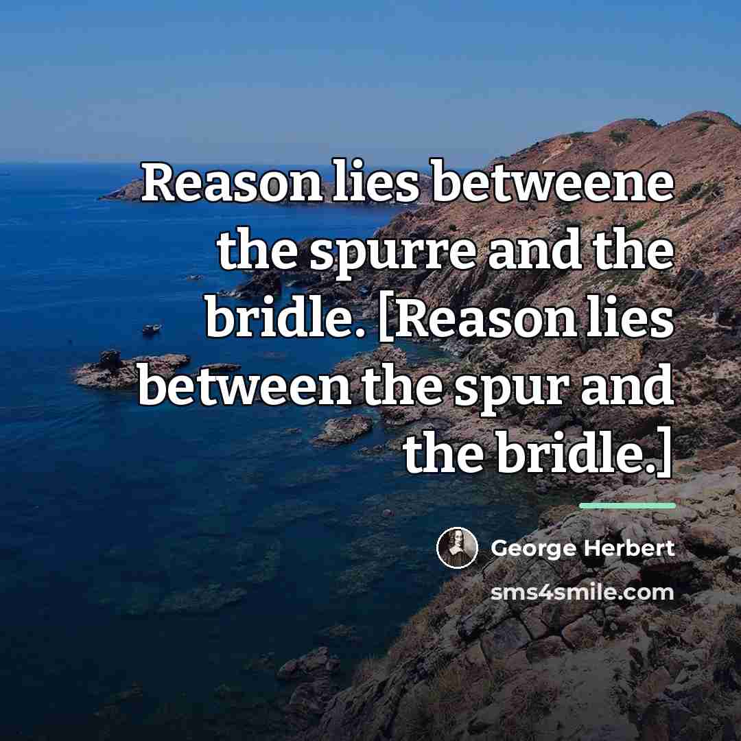 “Reason lies betweene the spurre and the bridle. [Reason lies…” quote by George Herbert