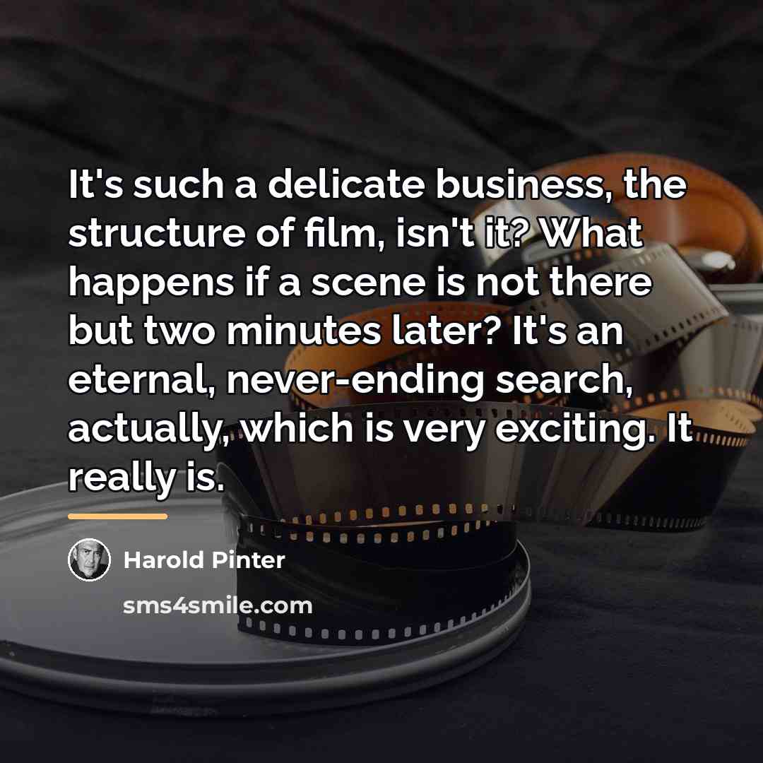 “It's such a delicate business, the structure of film, isn't…” quote by Harold Pinter
