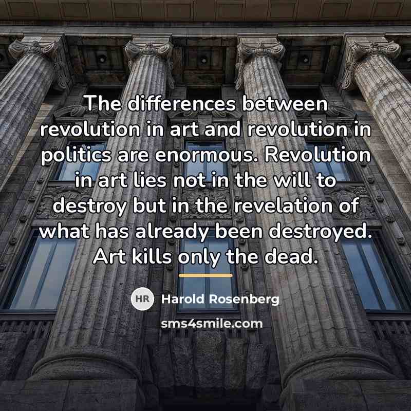 “The differences between revolution in art and revolution in politics…” quote by Harold Rosenberg
