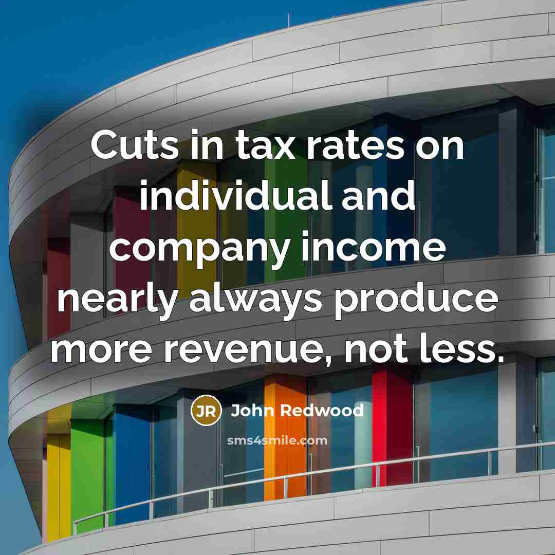 “Cuts in tax rates on individual and company income nearly…” quote by John Redwood
