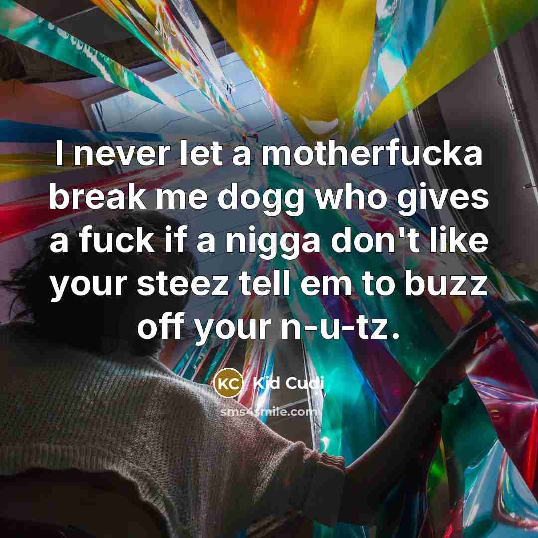 “I never let a motherfucka break me dogg who gives…” quote by Kid Cudi