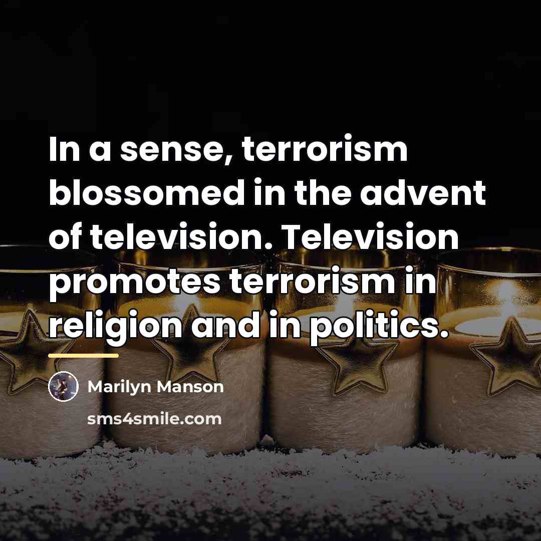 “In a sense, terrorism blossomed in the advent of television.…” quote by Marilyn Manson