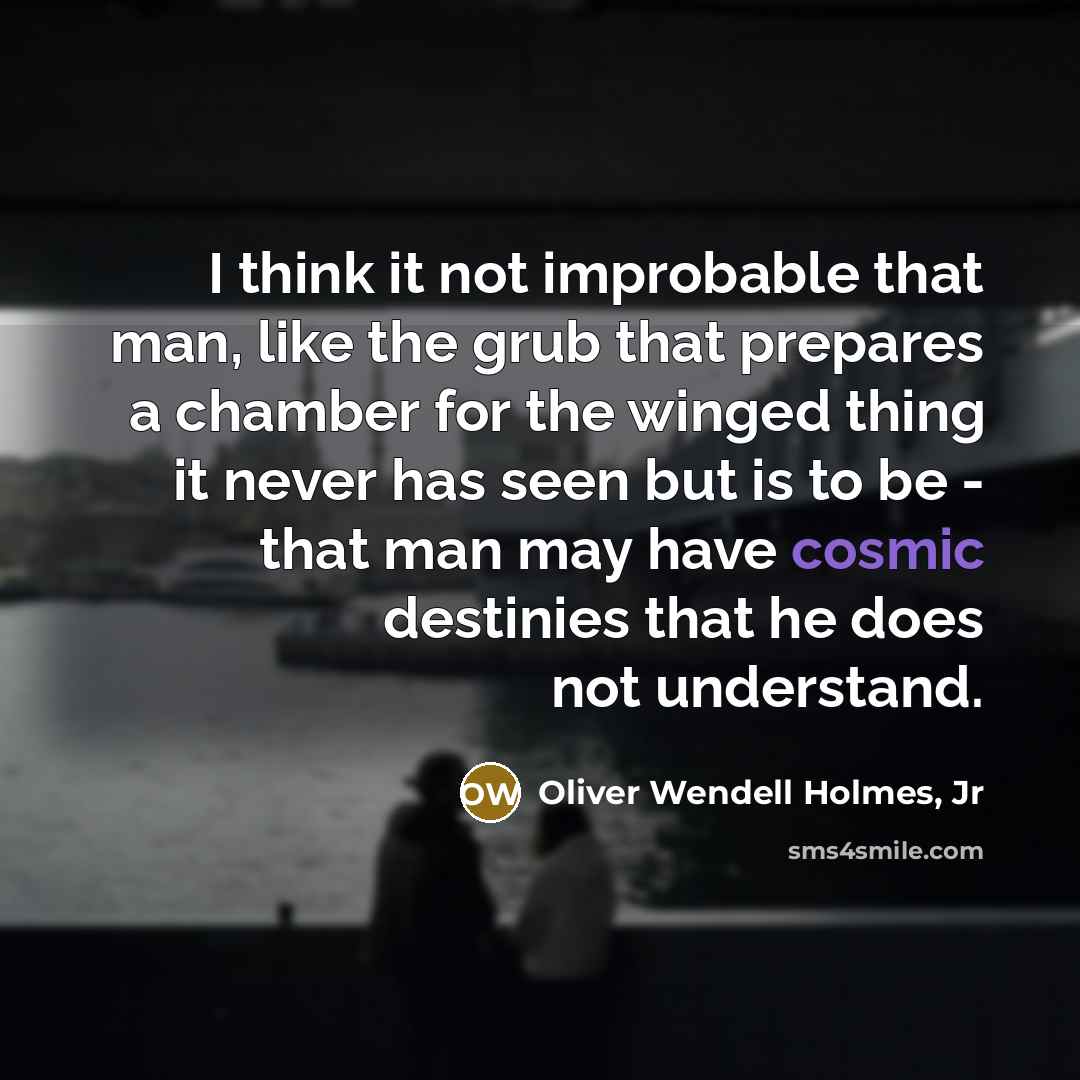 “I think it not improbable that man, like the grub…” quote by Oliver Wendell Holmes, Jr