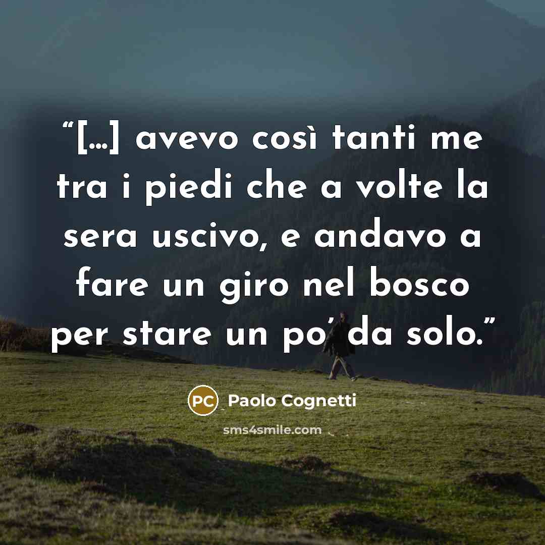 “[...] avevo così tanti me tra i piedi che a volte la sera uscivo, e andavo a fare un giro nel bosco per stare un po’ da solo.” quote by Paolo Cognetti