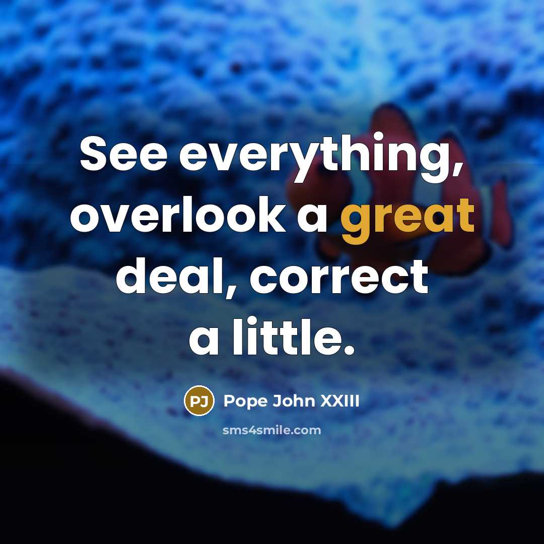 “See everything, overlook a great deal, correct a little.…” quote by Pope John XXIII