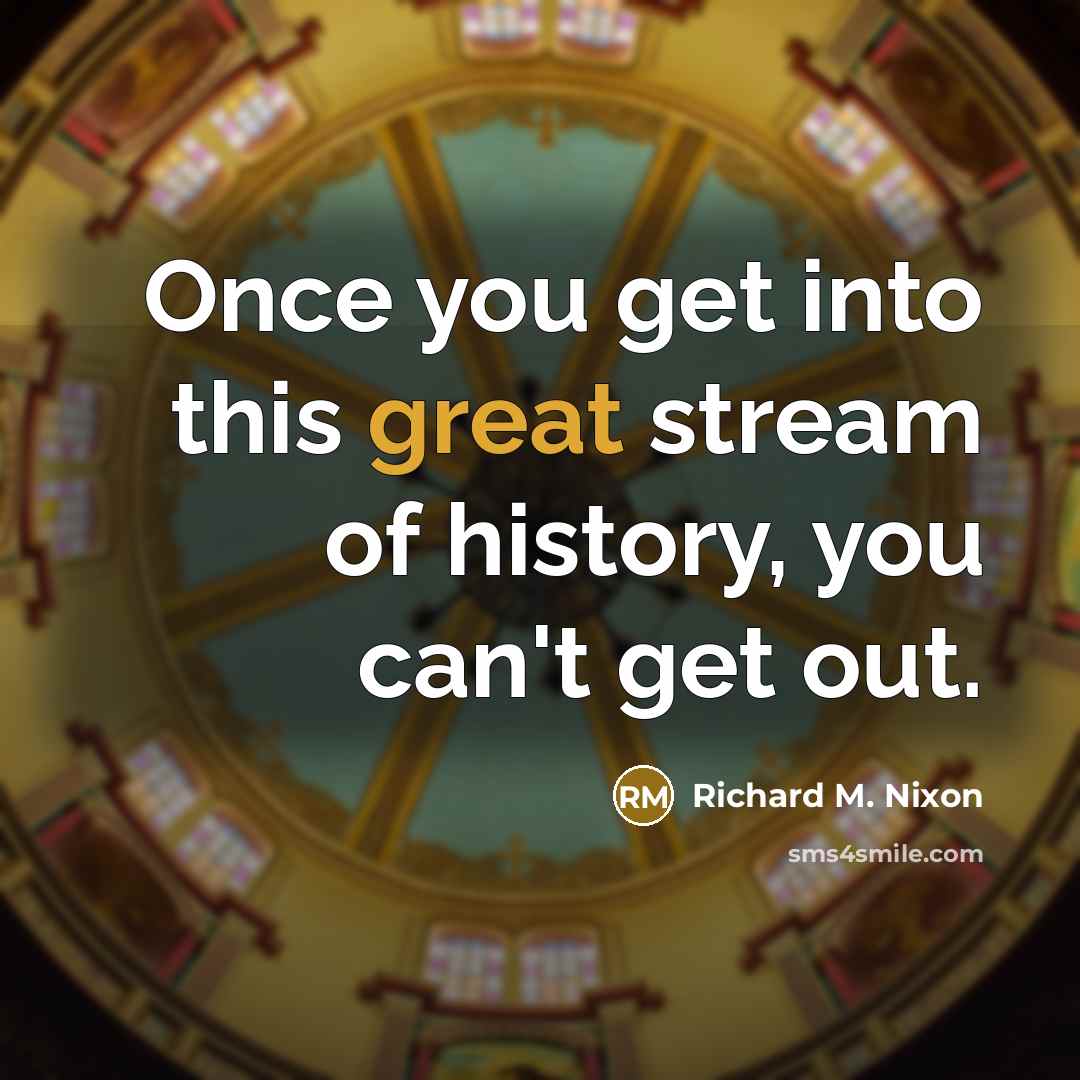 “Once you get into this great stream of history, you…” quote by Richard M. Nixon