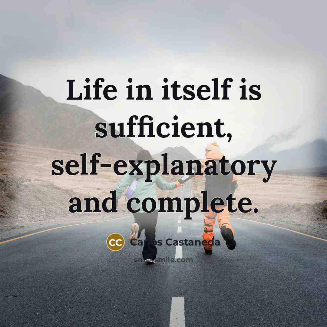 “Life in itself is sufficient, self-explanatory and complete.…” quote by Carlos Castaneda