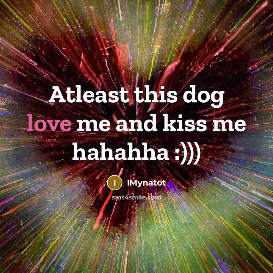 “Atleast this dog love me and kiss me hahahha :)))…” quote by IMynatot