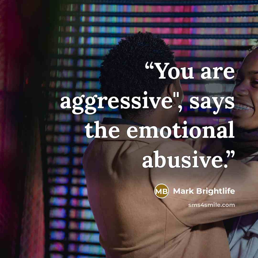 “You are aggressive", says the emotional abusive.” quote by Mark Brightlife