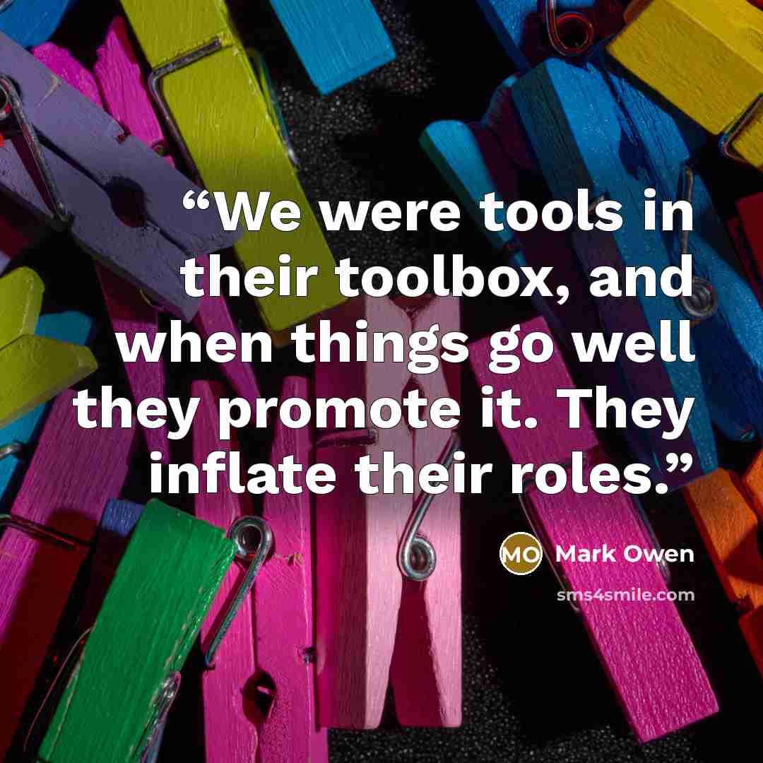 “We were tools in their toolbox, and when things go well they promote it. They inflate their roles.” quote by Mark Owen