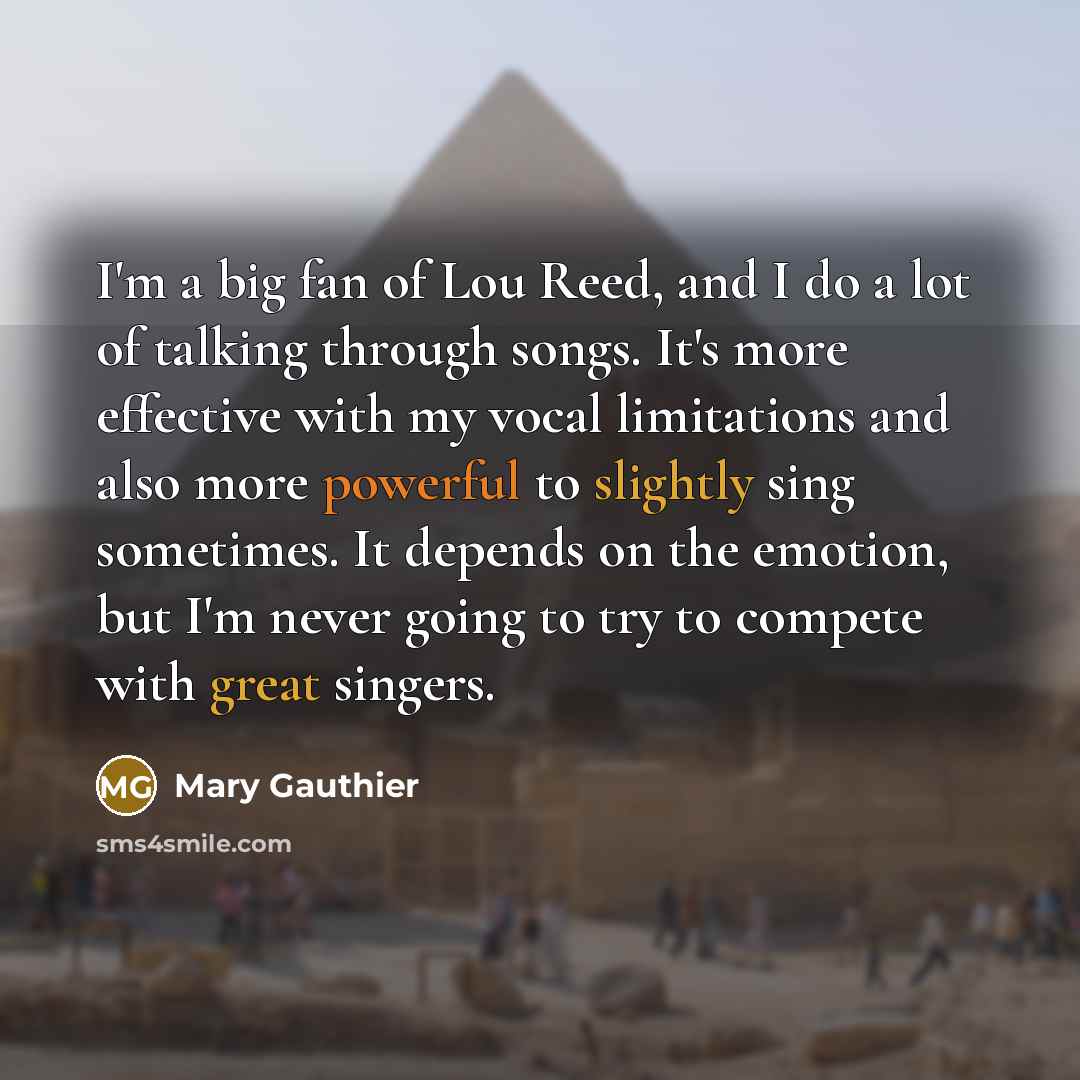 “I'm a big fan of Lou Reed, and I do…” quote by Mary Gauthier