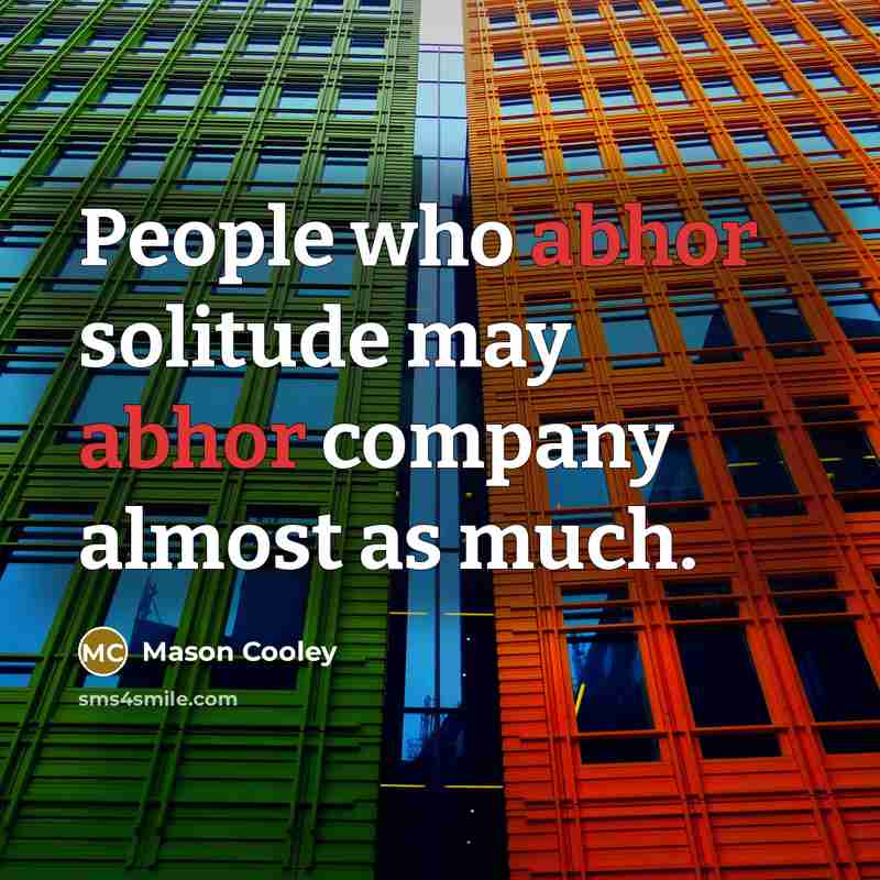 “People who abhor solitude may abhor company almost as much.…” quote by Mason Cooley