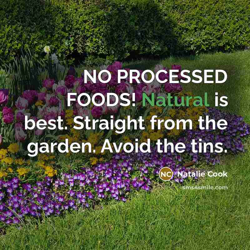 “NO PROCESSED FOODS! Natural is best. Straight from the garden.…” quote by Natalie Cook