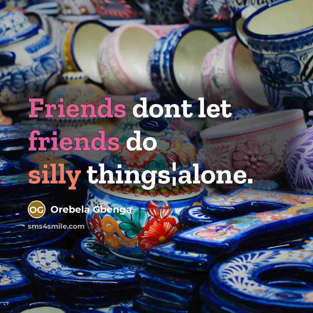 “Friends dont let friends do silly things¦alone.…” quote by Orebela Gbenga