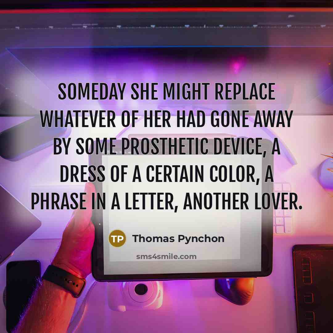 “Someday she might replace whatever of her had gone away…” quote by Thomas Pynchon