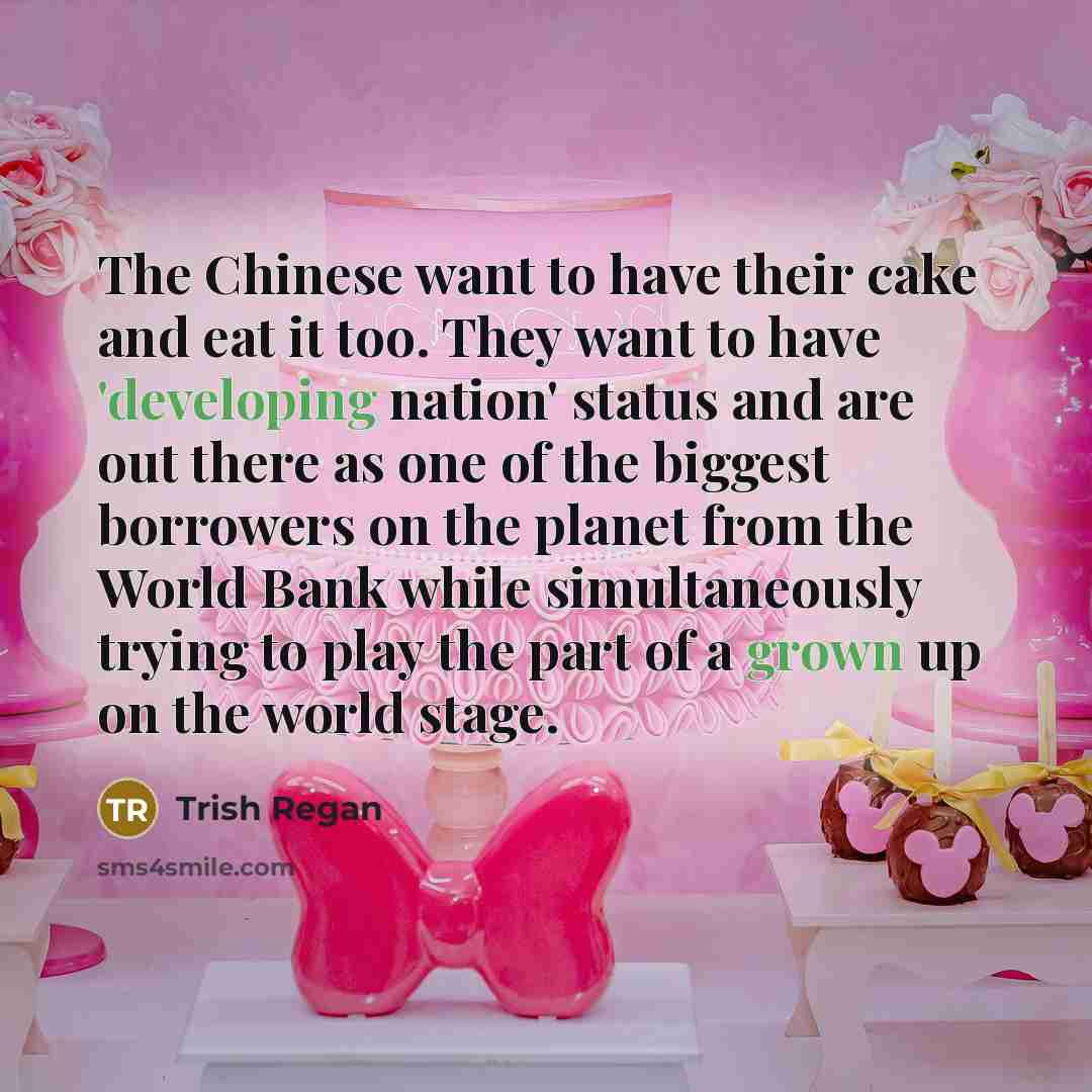 “The Chinese want to have their cake and eat it…” quote by Trish Regan