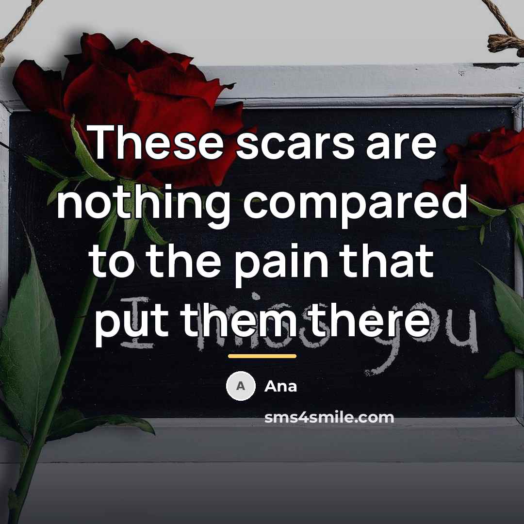 “These scars are nothing compared to the pain that put…” quote by Ana
