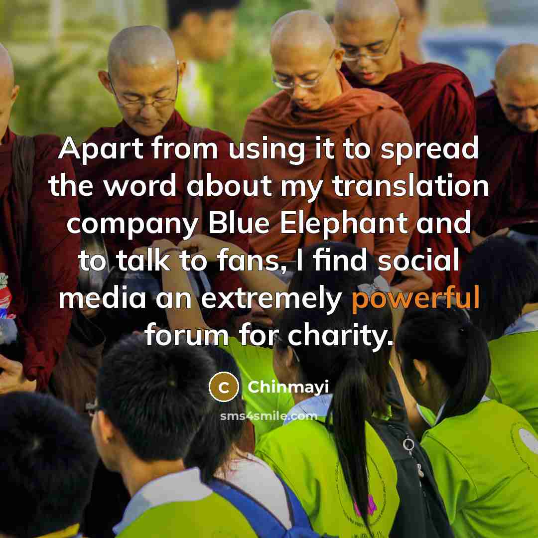 “Apart from using it to spread the word about my…” quote by Chinmayi