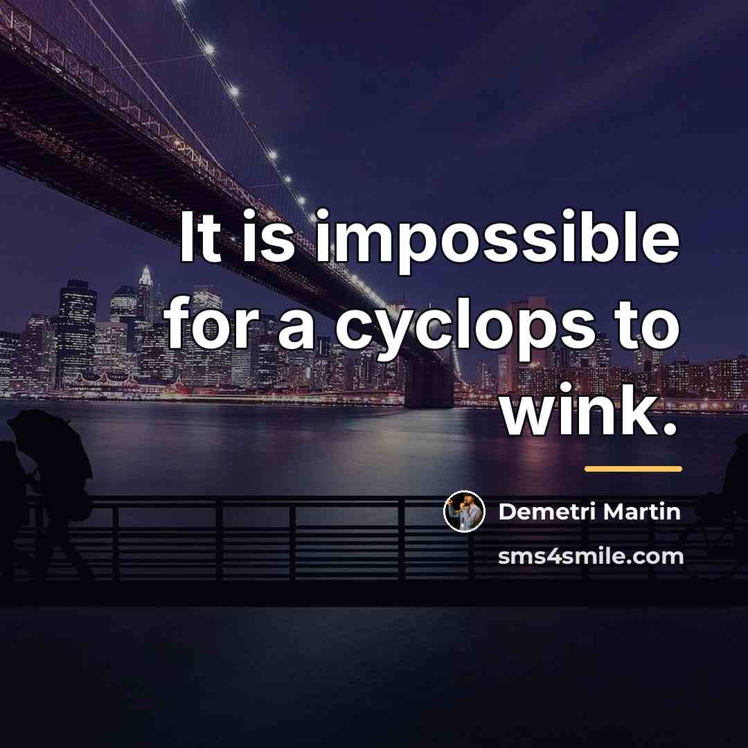 “It is impossible for a cyclops to wink.…” quote by Demetri Martin