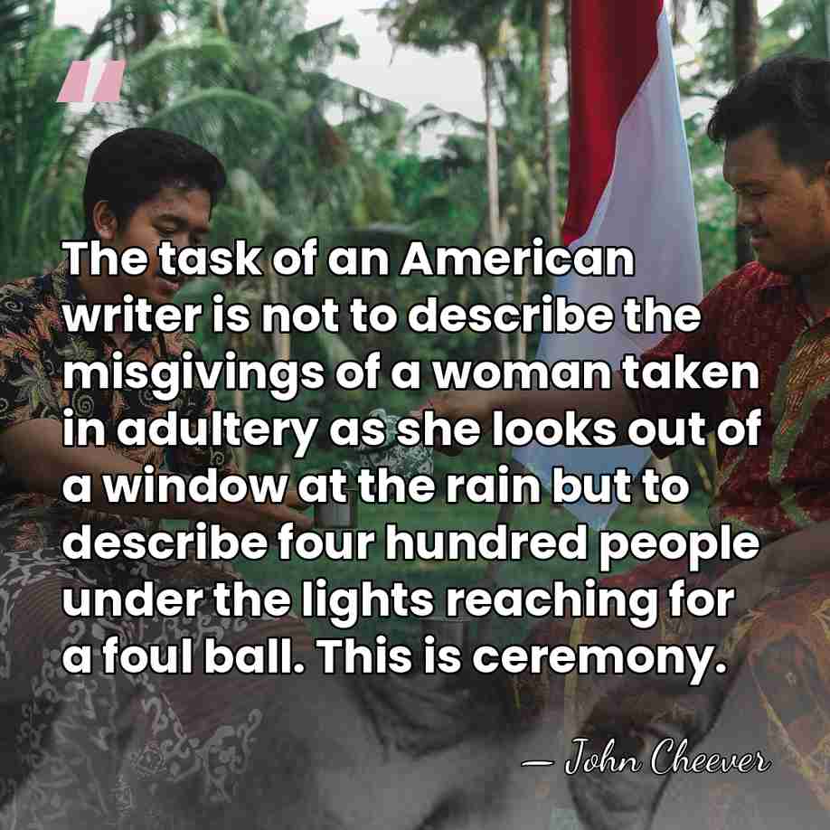 The task of an American writer is not to describe the misgivings&hellip; - John Cheever