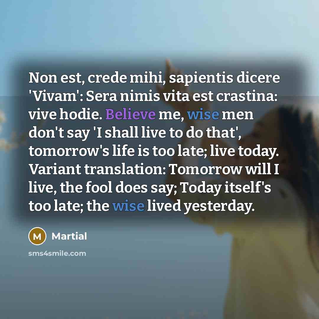“Non est, crede mihi, sapientis dicere 'Vivam': Sera nimis vita…” quote by Martial