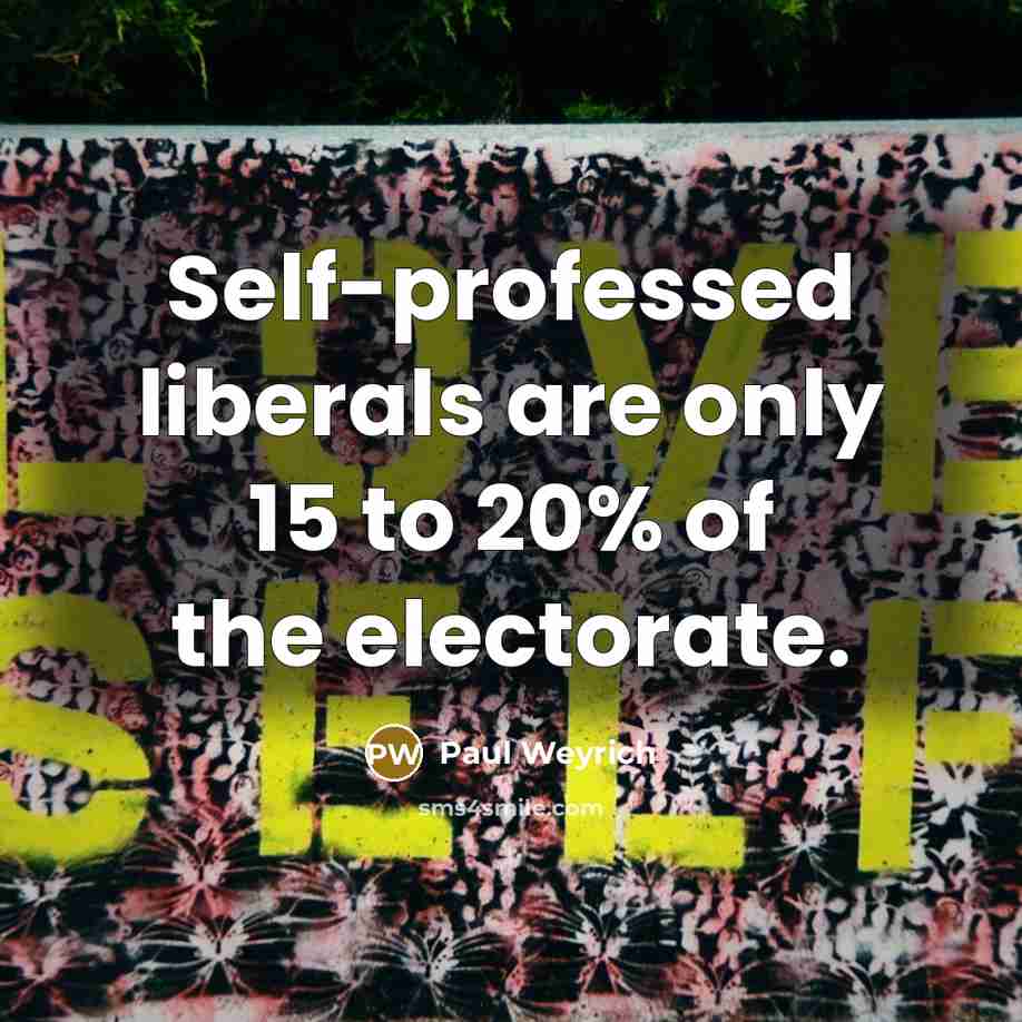 “Self-professed liberals are only 15 to 20% of the electorate.…” quote by Paul Weyrich