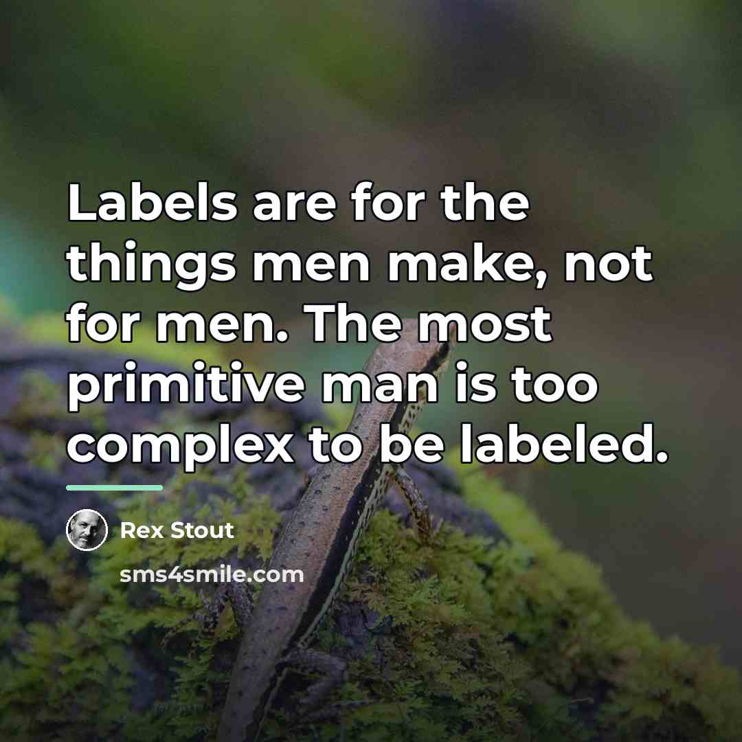 “Labels are for the things men make, not for men.…” quote by Rex Stout