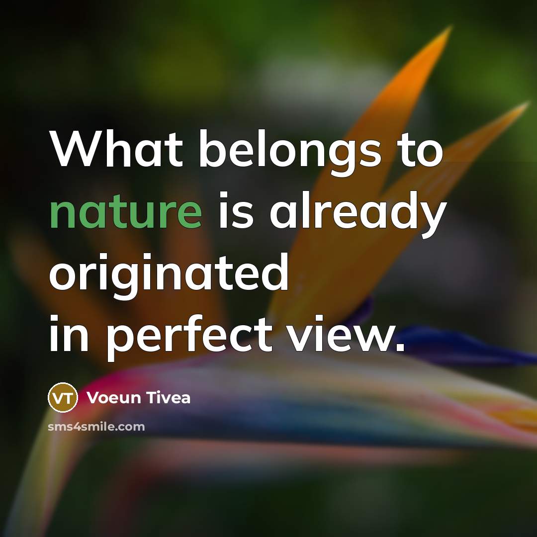 “What belongs to nature is already originated in perfect view.…” quote by Voeun Tivea