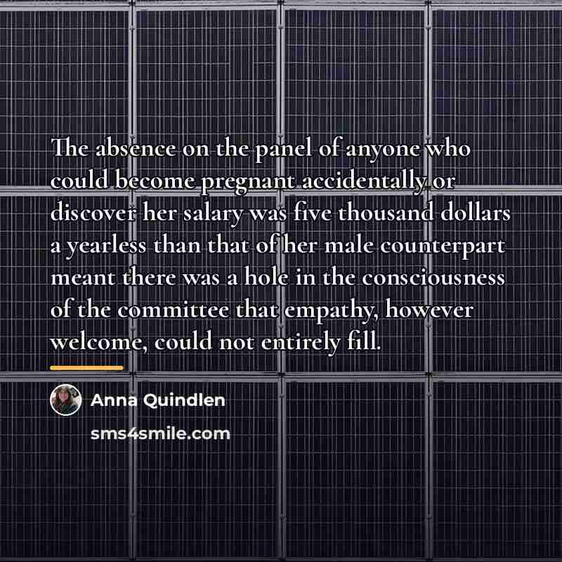 “The absence on the panel of anyone who could become…” quote by Anna Quindlen