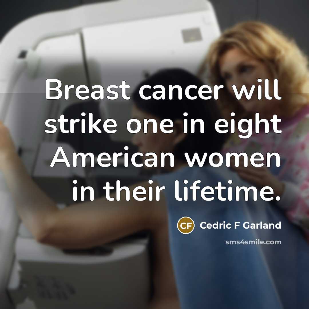 “Breast cancer will strike one in eight American women in their lifetime.” quote by Cedric F Garland