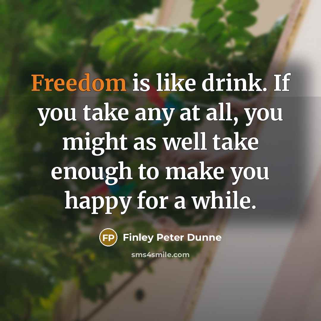 “Freedom is like drink. If you take any at all,…” quote by Finley Peter Dunne