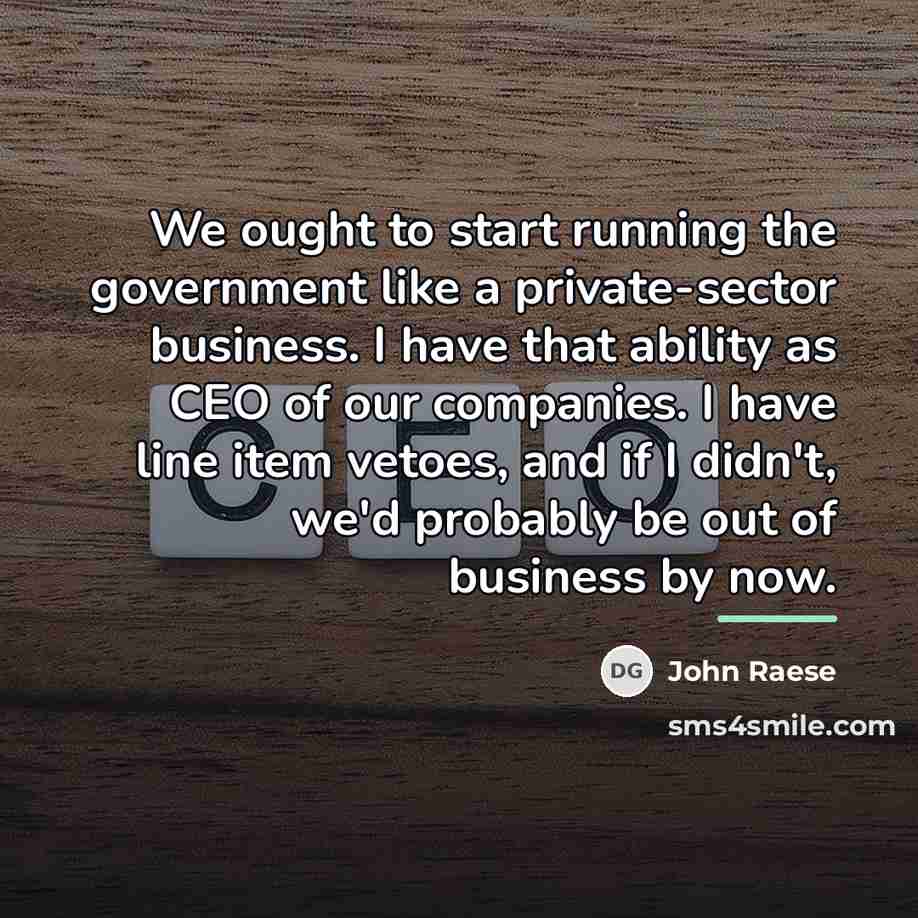 “We ought to start running the government like a private-sector…” quote by John Raese