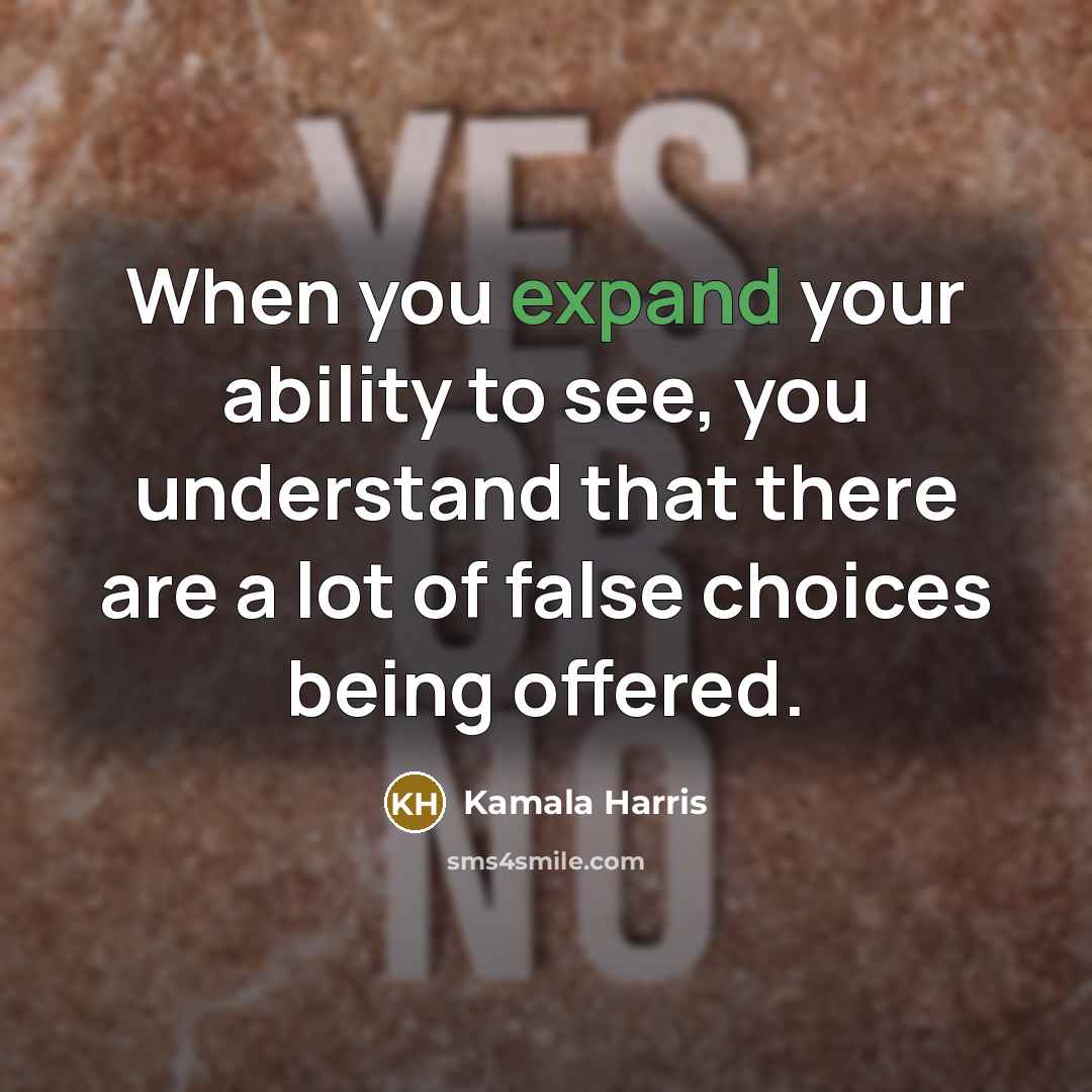 “When you expand your ability to see, you understand that…” quote by Kamala Harris