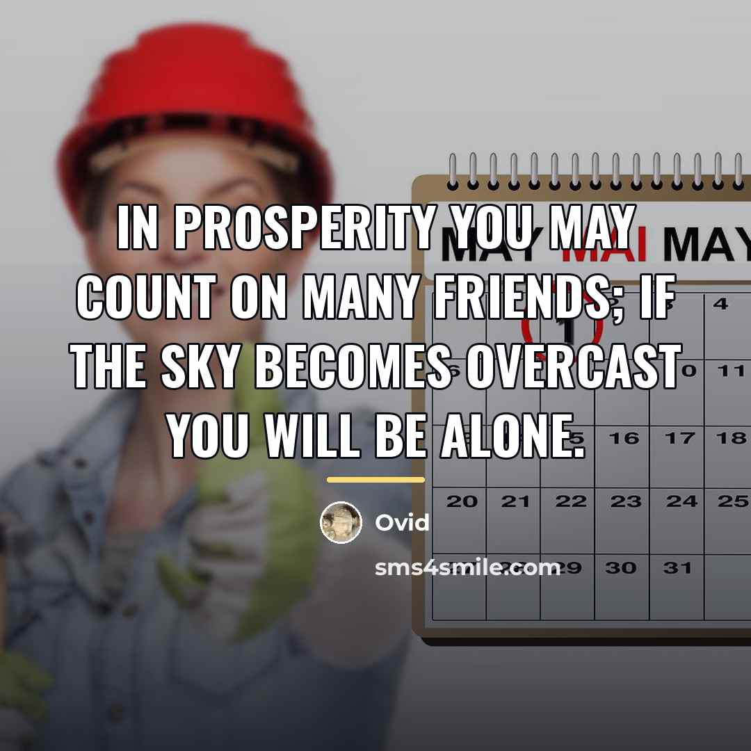 “In prosperity you may count on many friends; if the…” quote by Ovid
