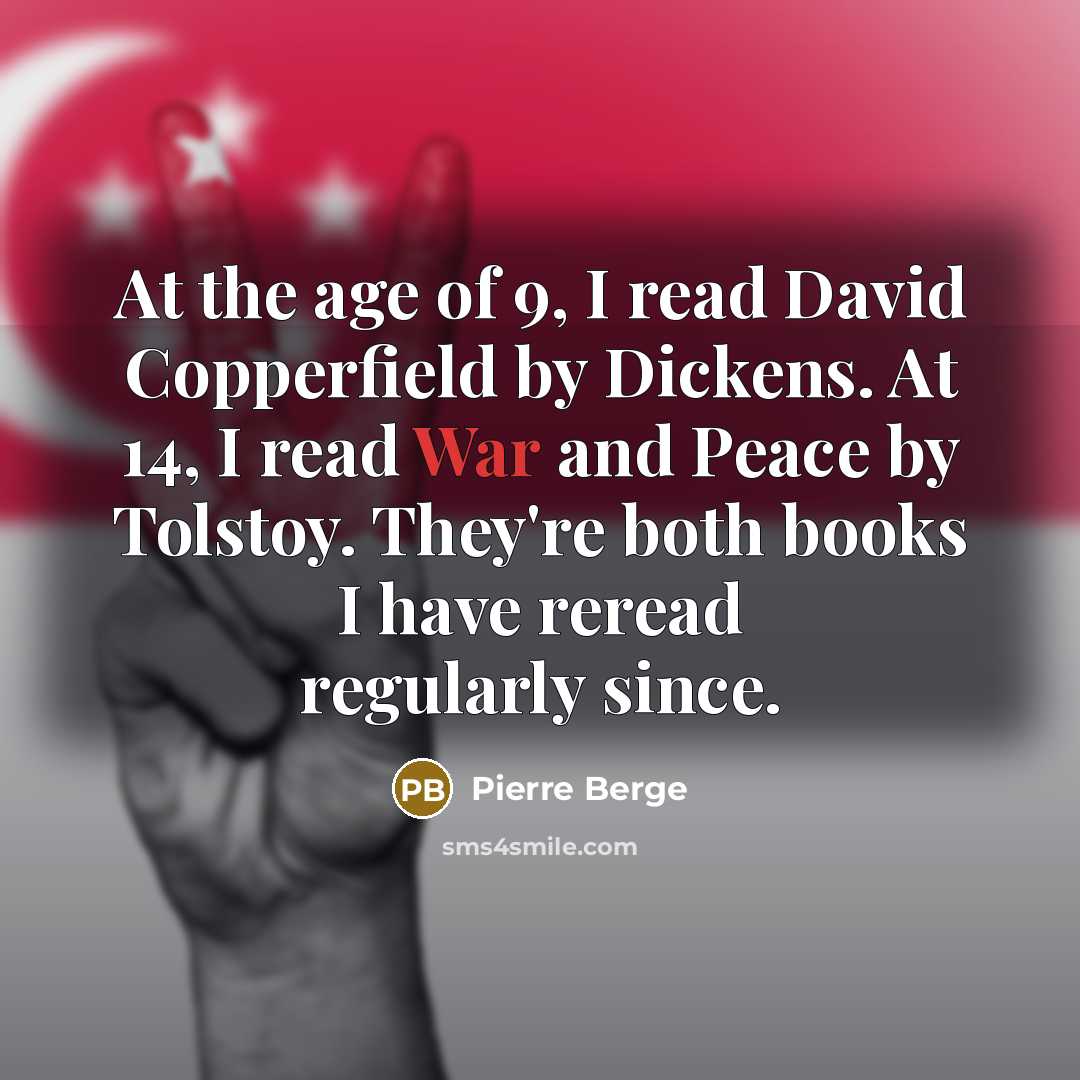 “At the age of 9, I read David Copperfield by…” quote by Pierre Berge