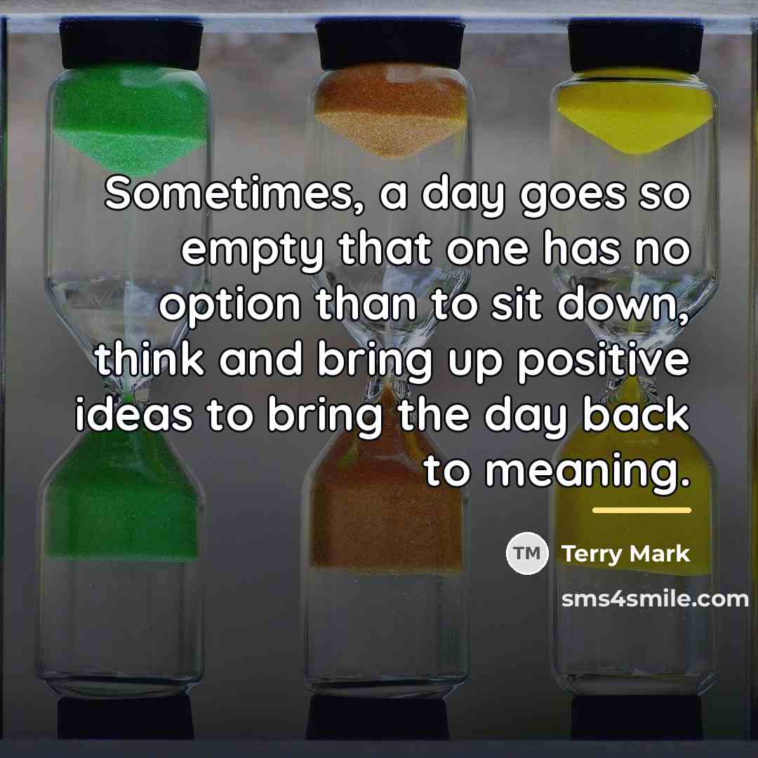“Sometimes, a day goes so empty that one has no…” quote by Terry Mark