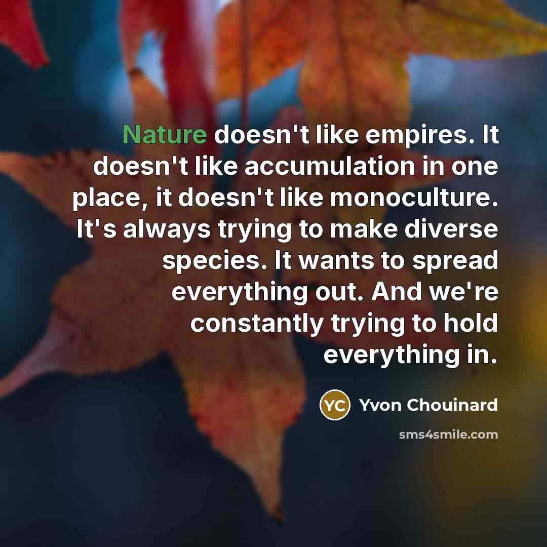 “Nature doesn't like empires. It doesn't like accumulation in one…” quote by Yvon Chouinard