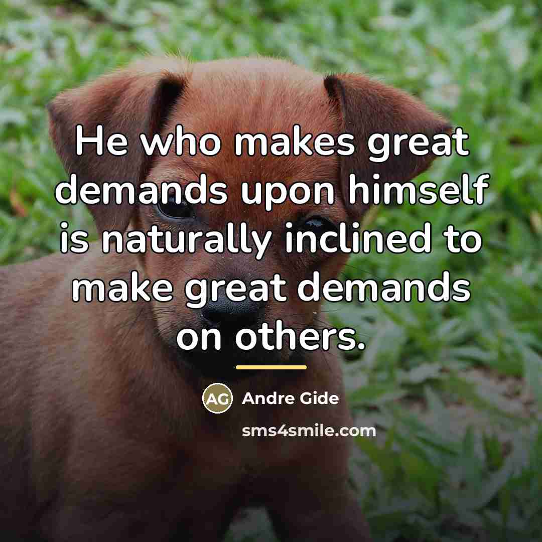 “He who makes great demands upon himself is naturally inclined…” quote by Andre Gide