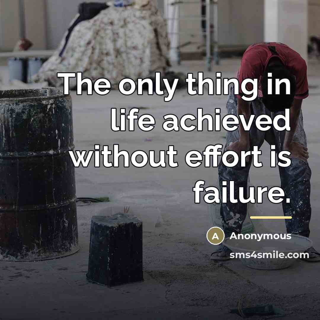 “The only thing in life achieved without effort is failure.…” quote by Anonymous