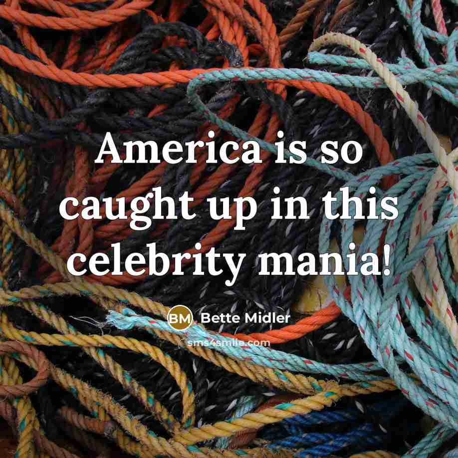 “America is so caught up in this celebrity mania!…” quote by Bette Midler