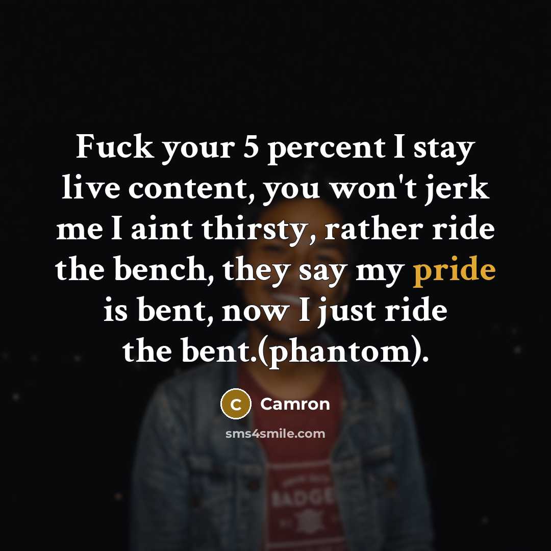 “Fuck your 5 percent I stay live content, you won't…” quote by Camron