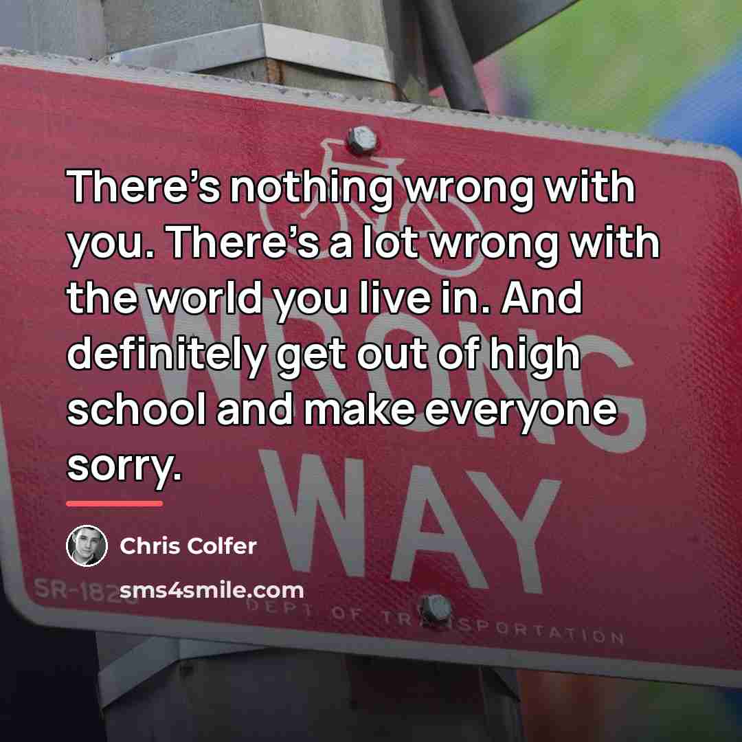 “There's nothing wrong with you. There's a lot wrong with…” quote by Chris Colfer