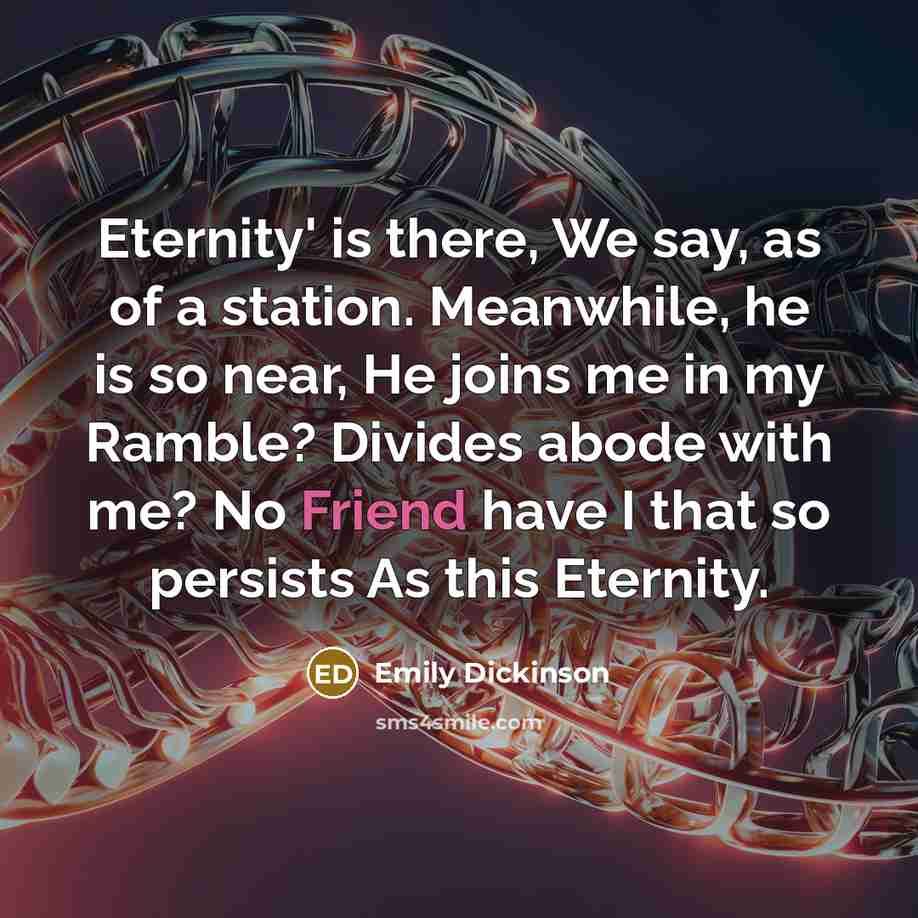 “Eternity' is there, We say, as of a station. Meanwhile,…” quote by Emily Dickinson