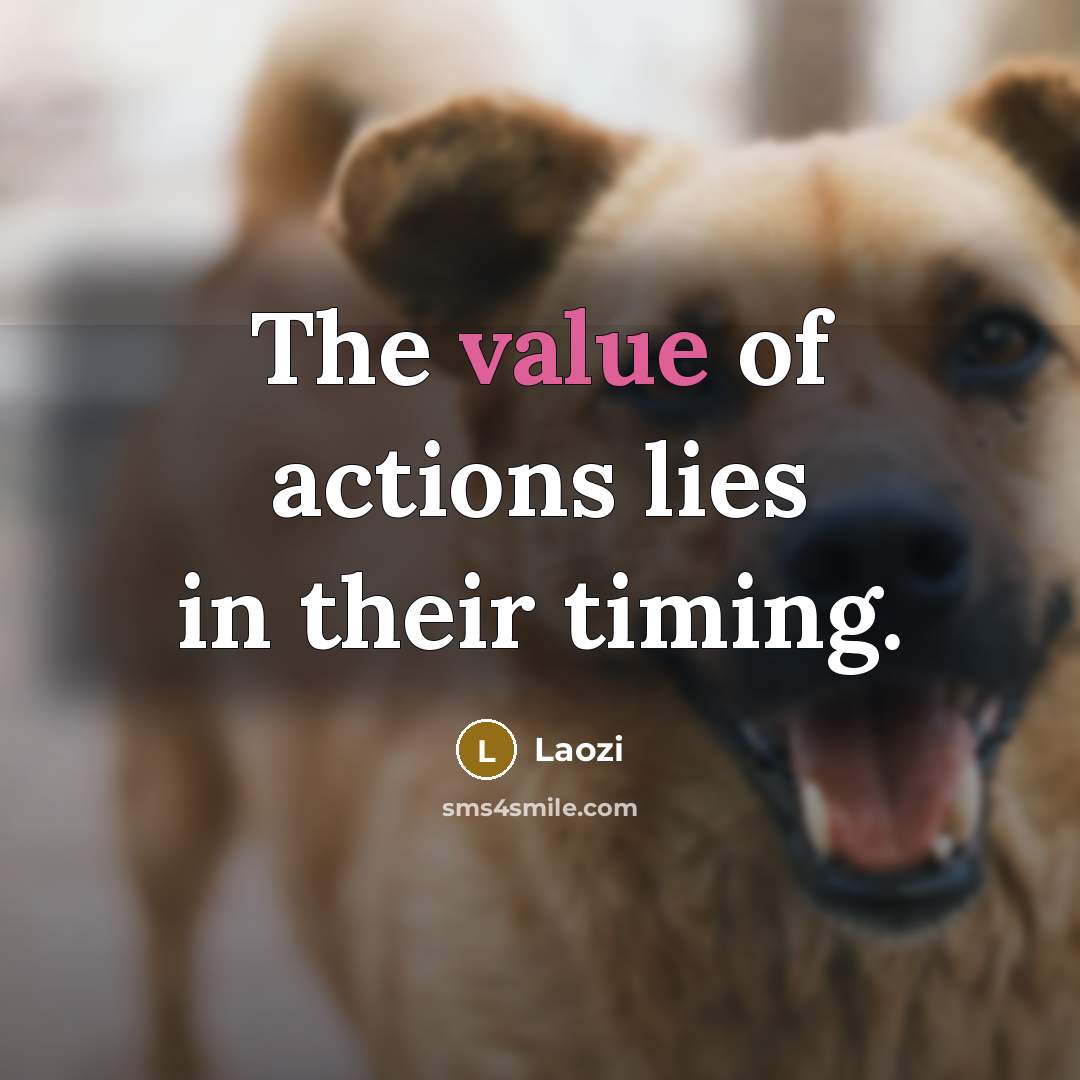 “The value of actions lies in their timing.…” quote by Laozi