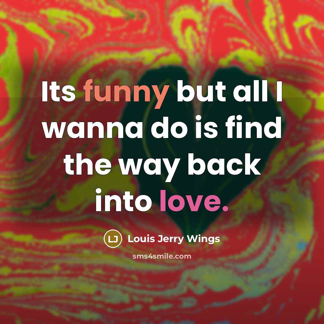 “Its funny but all I wanna do is find the way back into love.” quote by Louis Jerry Wings