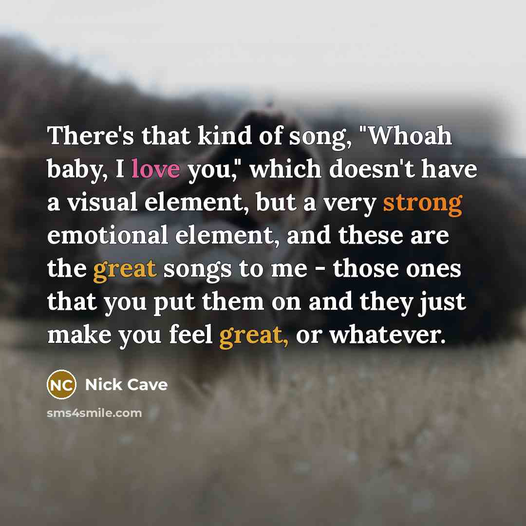 “There's that kind of song, "Whoah baby, I love you,"…” quote by Nick Cave
