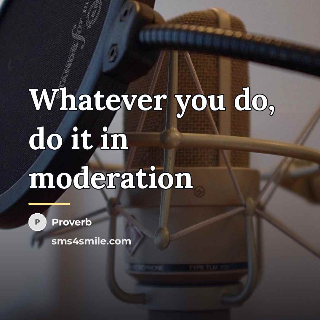 “Whatever you do, do it in moderation…” quote by Proverb