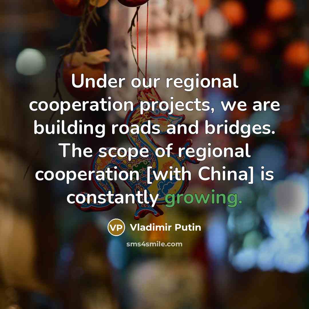 “Under our regional cooperation projects, we are building roads and…” quote by Vladimir Putin