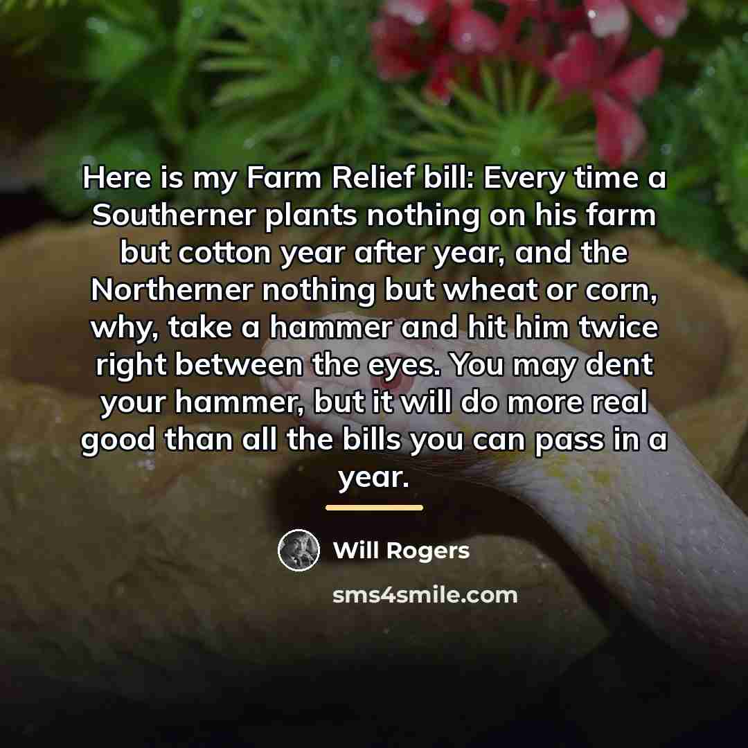 “Here is my Farm Relief bill: Every time a Southerner…” quote by Will Rogers